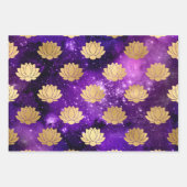 金ゴールドロータスオンパープル銀河系 ラッピングペーパーシート (正面)