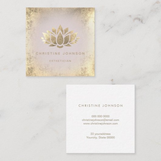 金ゴールドロータスデザイン スクエア名刺 (正面/裏面)