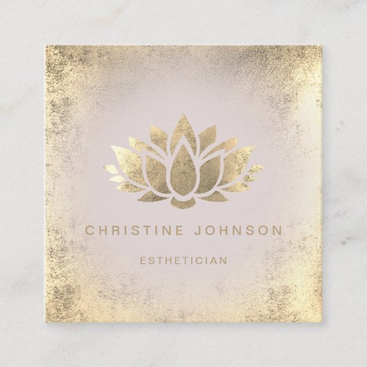 金ゴールドロータスデザイン スクエア名刺 (正面)