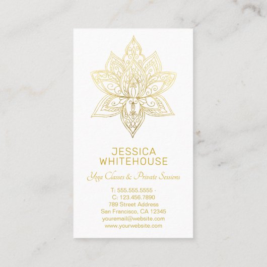 金ゴールドロータスフラエレガントワーライト名刺 名刺 (裏面)