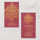 金ゴールドロータスフラワエレガントーダークバラ名刺 名刺 (正面/裏面)