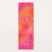 金ゴールドロータスフラワーイラストレーションピンクインクアート ヨガマット (正面)