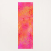 金ゴールドロータスフラワーイラストレーションピンクインクアート ヨガマット (裏面)