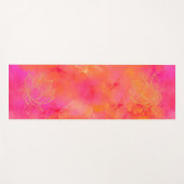 金ゴールドロータスフラワーイラストレーションピンクインクアート ヨガマット (正面(横))