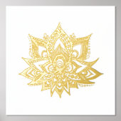 金ゴールドロータスフラワーフォイルアートプリント 箔ポスター (正面)