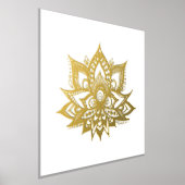 金ゴールドロータスフラワーフォイルアートプリント 箔ポスター (レイダウン)