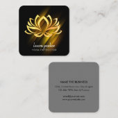 金ゴールドロータスフラワーヨガインストラクターゼンアートファイア スクエア名刺 (正面/裏面)
