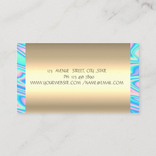 金ゴールドロータスフラワーヨガインストラクターホログラフィック 名刺 (裏面)