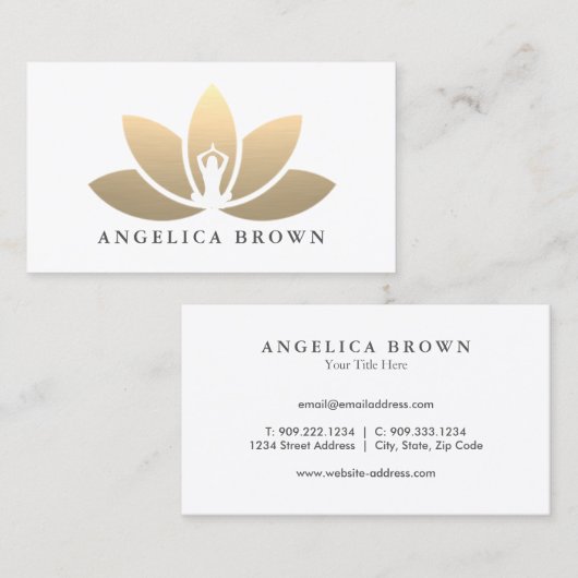 金ゴールドロータスフラワー名刺 名刺 (正面/裏面)