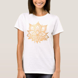 金ゴールドロータスフラワー Tシャツ