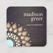 金ゴールドロータスフローラマンダラウッドナチュラルウェルネス スクエア名刺 (正面)