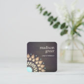 金ゴールドロータスフローラマンダラウッドナチュラルウェルネス スクエア名刺 (スタンド正面)