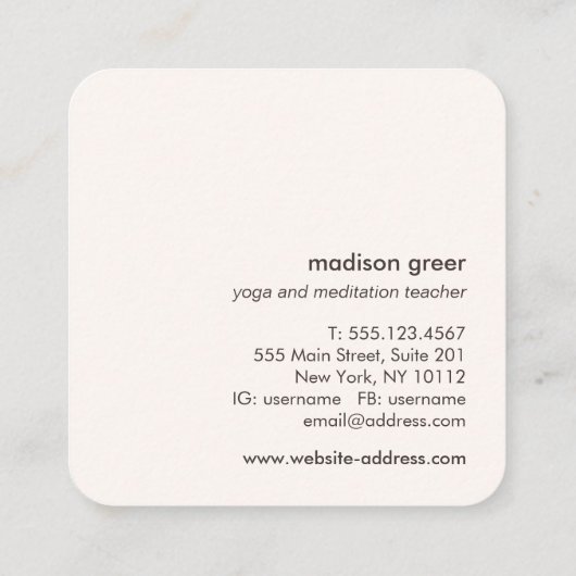 金ゴールドロータスフローラマンダラウッドナチュラルウェルネス スクエア名刺 (裏面)