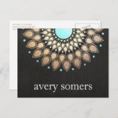 金ゴールドロータスフローラマンダラポストカード ポストカード (正面/裏面)