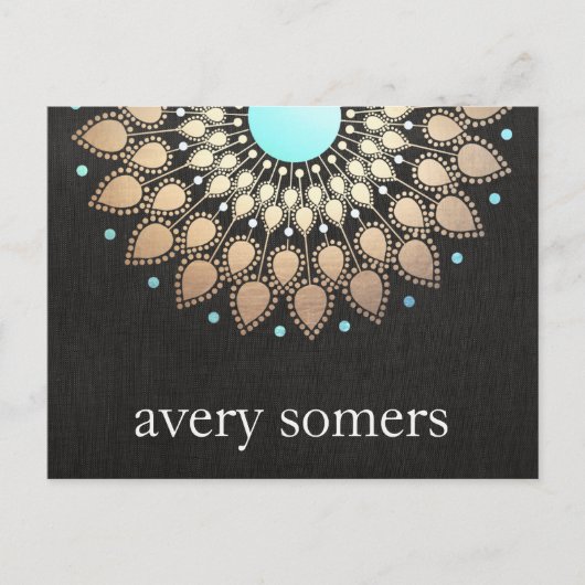 金ゴールドロータスフローラマンダラポストカード ポストカード (正面)