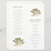 金ゴールドロータスフローラ折り畳み可能な大結婚式 プログラム (正面/裏面)