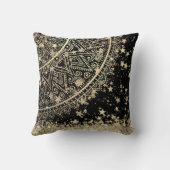 金ゴールドロータスマンダラと金ゴールド星オンブラック クッション (裏面)