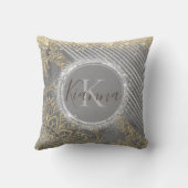 金ゴールドロータスマンダラシルバーグリッターモノグラム クッション (裏面)