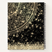 金ゴールドロータスマンダラ金ゴールド星付きスケッチブック ノートブック (裏面)