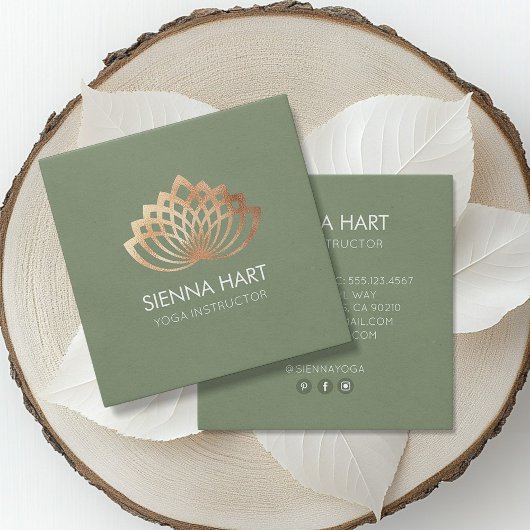 金ゴールドロータスヨガインストラクター スクエア名刺