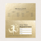 金ゴールドロータスヨガメディテーションインストラクター価格表 名刺 (内部フラット)