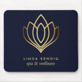 金ゴールドロータスロゴブルー |名パーソナライズされた前の追加 マウスパッド (正面)