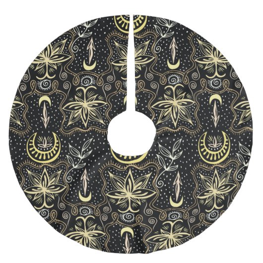 金ゴールドロータス：クレセントヴィンテージエレガンス。 ブラッシュドポリエステルツリースカート (正面)