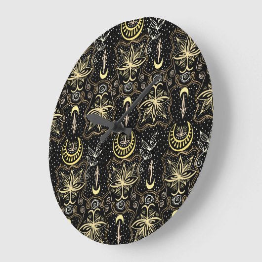 金ゴールドロータス:クレセントヴィンテージエレガンス。 ラージ壁時計 (傾斜)