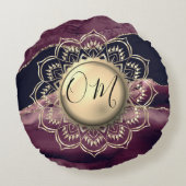 金ゴールドロータスOMマンダラパープルアゲート ラウンドクッション (裏面)