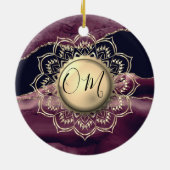 金ゴールドロータスOMマンダラベンダーマーブル セラミックオーナメント (裏面)