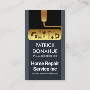 金ゴールドローラーブラシ手描きツール 名刺