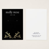 金ゴールドローレルブランチブラックイヤリングディスプレイカード (正面&裏面)