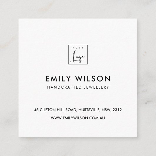 金ゴールドローレルリースイニシャルロゴビジネスサンキュー スクエア名刺 (裏面)