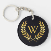 金ゴールドローレルリースモノグラム キーホルダー (正面)