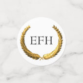 金ゴールドローレルリースモノグラム コンフェッティ (スモール正面)