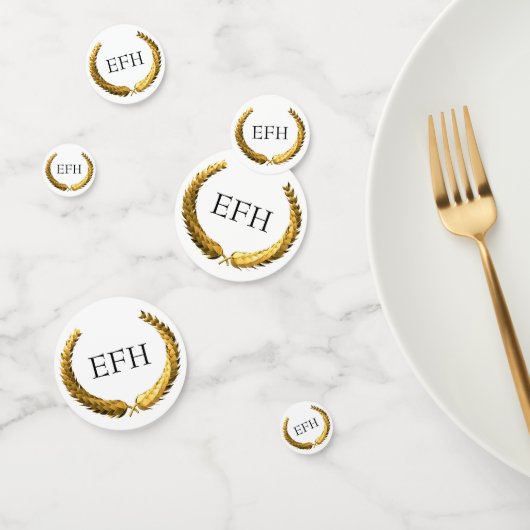 金ゴールドローレルリースモノグラム コンフェッティ (グループ)