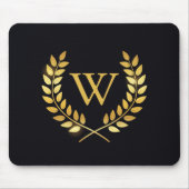 金ゴールドローレルリースモノグラム マウスパッド (正面)
