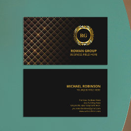 金ゴールドローレルリーフクレスト |ダイヤモンドパターン |ラグジュアリー 名刺