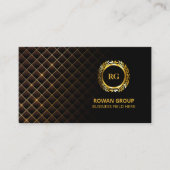 金ゴールドローレルリーフクレスト |ダイヤモンドパターン |ラグジュアリー 名刺 (正面)