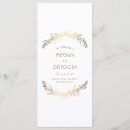 金ゴールドローレルヴィンテージウェディングプログラム プログラム (正面)