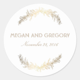 金ゴールドローレルヴィンテージウェディング ラウンドシール