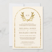 金ゴールドローレル離れリースシュークリーム結婚ズ 招待状 (正面)