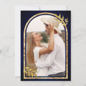 金ゴールドローレル離れリースズ王室のブルー結婚ズ 招待状 (裏面)