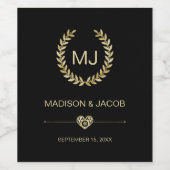 金ゴールドローレル&ハートワインラベル ワインラベル (シングルラベル)