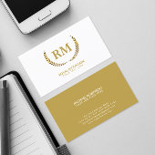 金ゴールドローレ葉ル |白エレガントのイニシャル 名刺