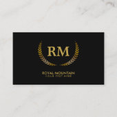 金ゴールドローレ葉ル |黒エレガントのイニシャル 名刺 (正面)