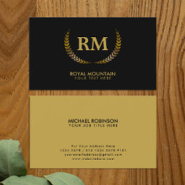 金ゴールドローレ葉ル |黒エレガントのイニシャル 名刺