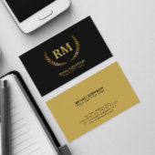 金ゴールドローレ葉ル |黒エレガントのイニシャル 名刺