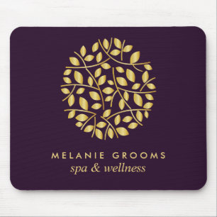 金ゴールドロ葉ゴ紫パーソナライズされたあなたの名前を追加 マウスパッド