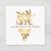 金ゴールドワイナリーワインメーカーソムリエエレガント スクエア名刺 (正面)